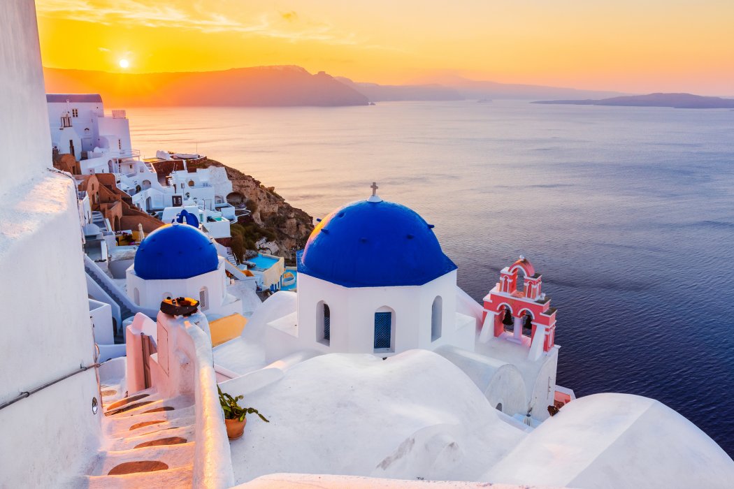 Zonsondergang in Santorini