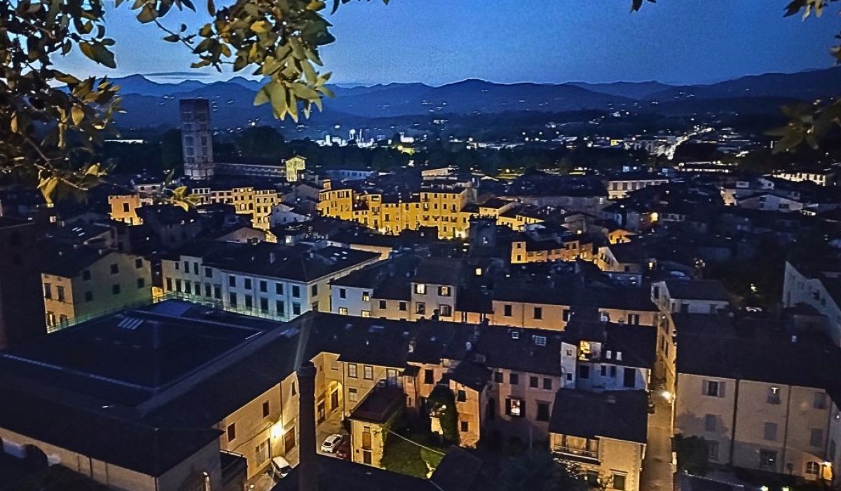 Uitzicht vanaf Torre dei Guinigi in de avond